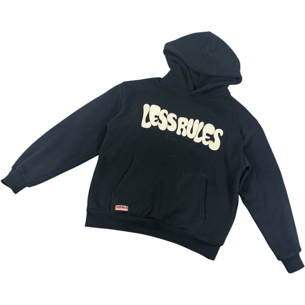 Zara Boys Less Rules Black Graphic Hoodie Size 11-12 152 Pullover Sweatshirt
